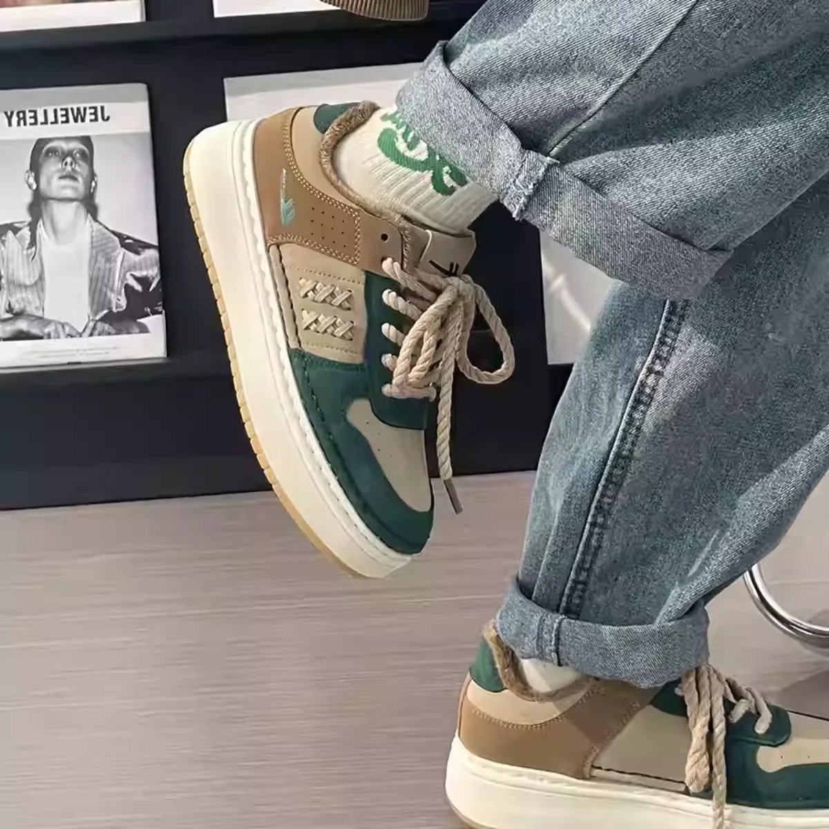 ペアルック ヘリテージ・リンク アースカラー ペアスニーカー